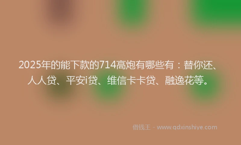 2025年的能下款的714高炮有哪些有：替你还、人人贷、平安i贷、维信卡卡贷、融逸花等。