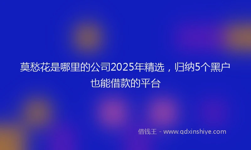 莫愁花是哪里的公司2025年精选，归纳5个黑户也能借款的平台