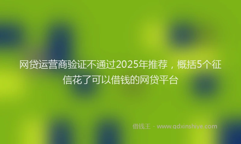 网贷运营商验证不通过2025年推荐，概括5个征信花了可以借钱的网贷平台