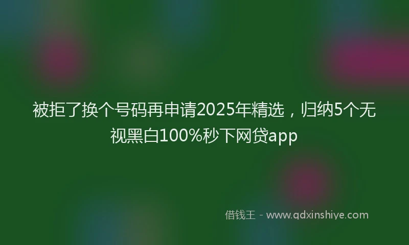 被拒了换个号码再申请2025年精选，归纳5个无视黑白100%秒下网贷app