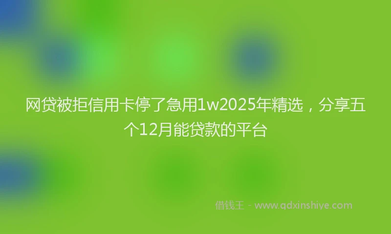 网贷被拒信用卡停了急用1w2025年精选，分享五个12月能贷款的平台