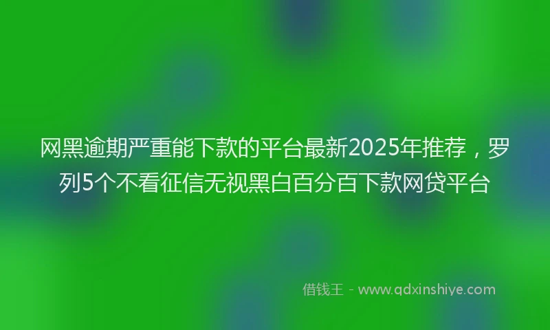网黑逾期严重能下款的平台最新2025年推荐，罗列5个不看征信无视黑白百分百下款网贷平台