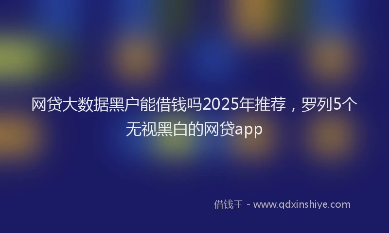 网贷大数据黑户能借钱吗2025年推荐，罗列5个无视黑白的网贷app