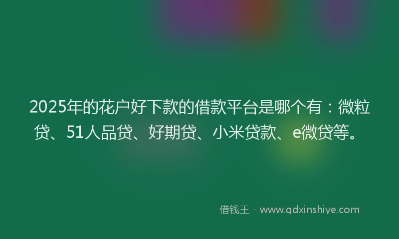 2025年的花户好下款的借款平台是哪个有：微粒贷、51人品贷、好期贷、小米贷款、e微贷等。