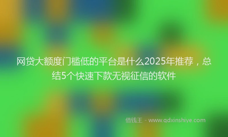 网贷大额度门槛低的平台是什么2025年推荐，总结5个快速下款无视征信的软件