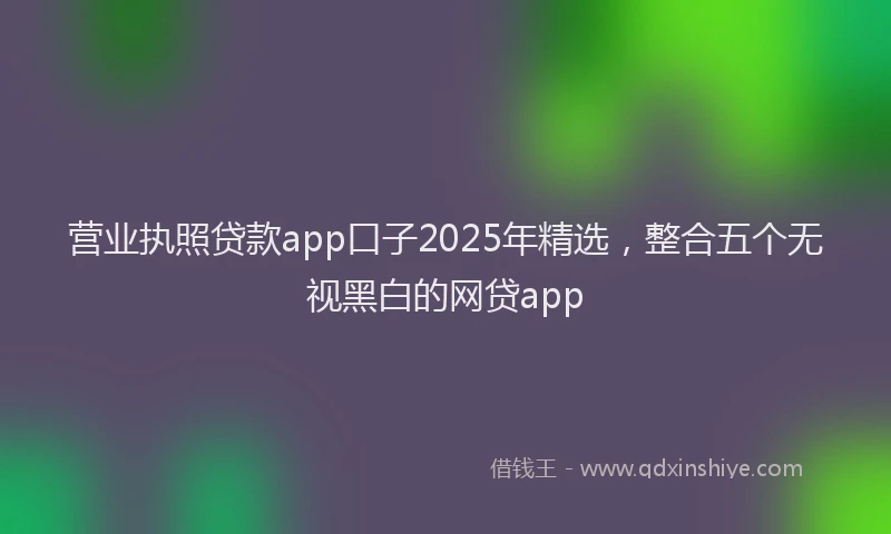 营业执照贷款app口子2025年精选，整合五个无视黑白的网贷app