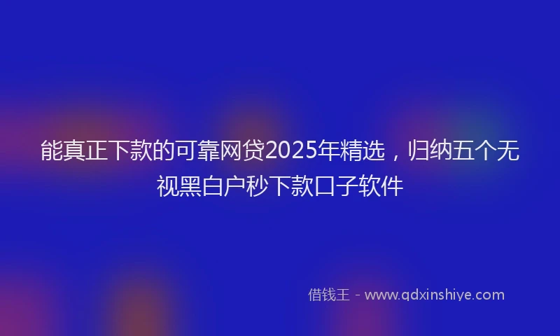 能真正下款的可靠网贷2025年精选，归纳五个无视黑白户秒下款口子软件