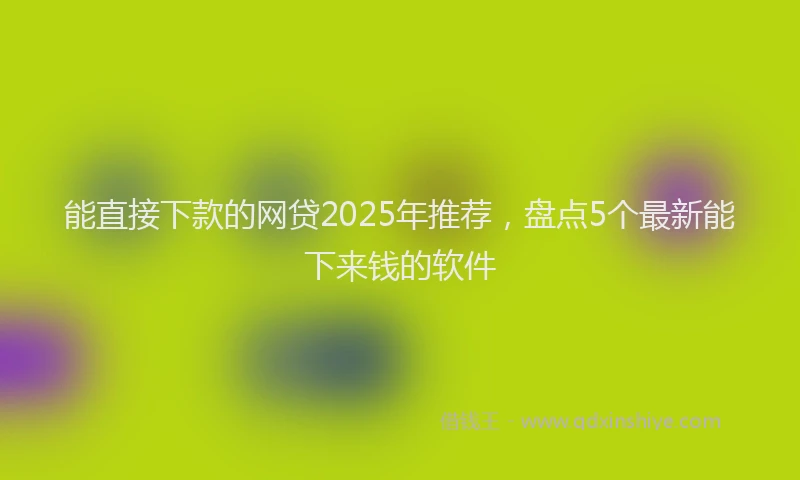 能直接下款的网贷2025年推荐，盘点5个最新能下来钱的软件