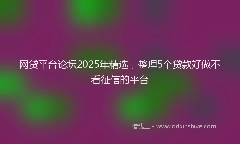 网贷平台论坛2025年精选，整理5个贷款好做不看征信的平台