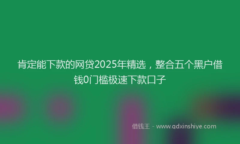 肯定能下款的网贷2025年精选，整合五个黑户借钱0门槛极速下款口子