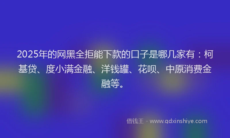 2025年的网黑全拒能下款的口子是哪几家有：柯基贷、度小满金融、洋钱罐、花呗、中原消费金融等。