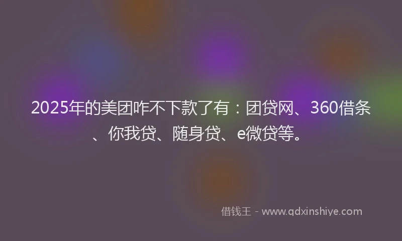 2025年的美团咋不下款了有：团贷网、360借条、你我贷、随身贷、e微贷等。