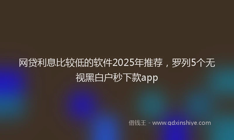 网贷利息比较低的软件2025年推荐，罗列5个无视黑白户秒下款app
