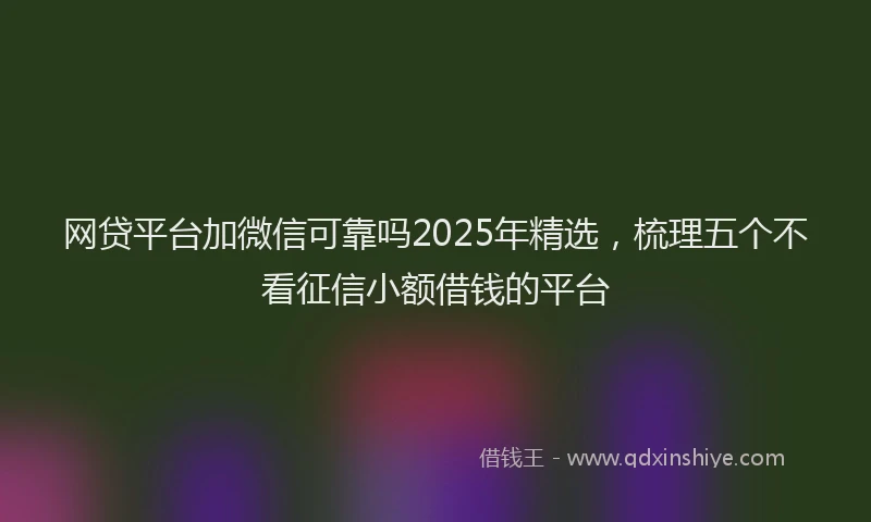 网贷平台加微信可靠吗2025年精选，梳理五个不看征信小额借钱的平台