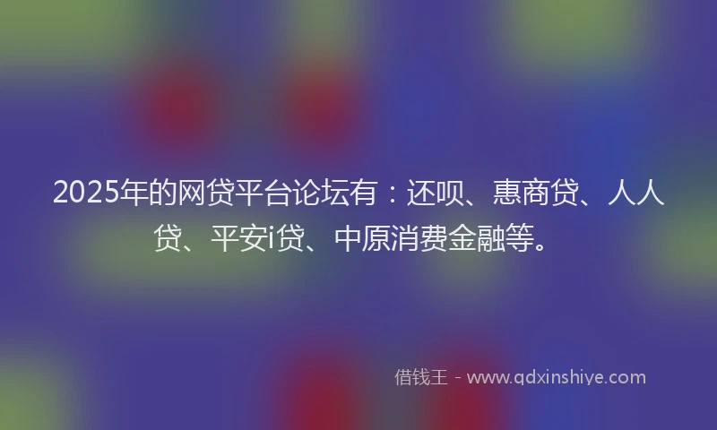 2025年的网贷平台论坛有：还呗、惠商贷、人人贷、平安i贷、中原消费金融等。
