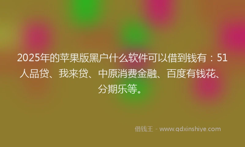2025年的苹果版黑户什么软件可以借到钱有：51人品贷、我来贷、中原消费金融、百度有钱花、分期乐等。