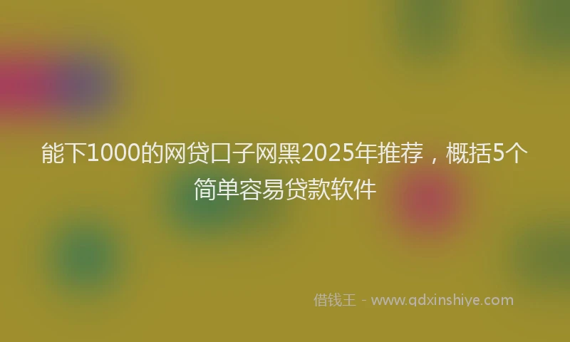 能下1000的网贷口子网黑2025年推荐，概括5个简单容易贷款软件