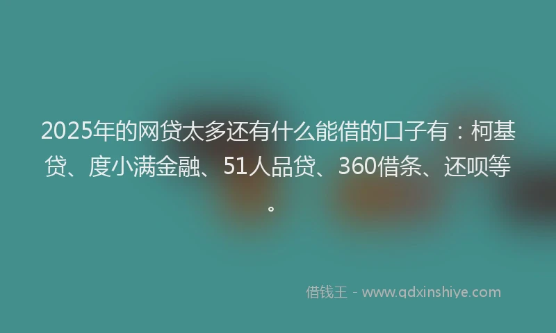 2025年的网贷太多还有什么能借的口子有：柯基贷、度小满金融、51人品贷、360借条、还呗等。
