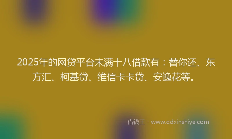 2025年的网贷平台未满十八借款有：替你还、东方汇、柯基贷、维信卡卡贷、安逸花等。