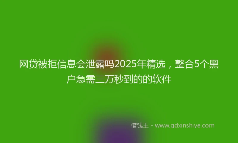 网贷被拒信息会泄露吗2025年精选，整合5个黑户急需三万秒到的的软件