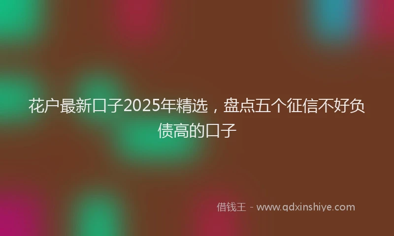 花户最新口子2025年精选，盘点五个征信不好负债高的口子