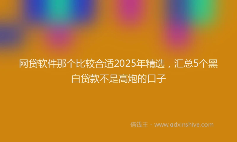 网贷软件那个比较合适2025年精选，汇总5个黑白贷款不是高炮的口子
