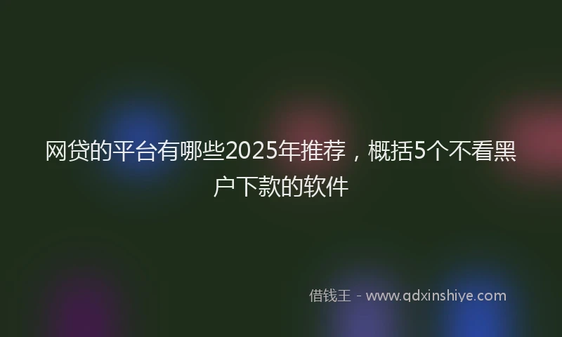 网贷的平台有哪些2025年推荐，概括5个不看黑户下款的软件