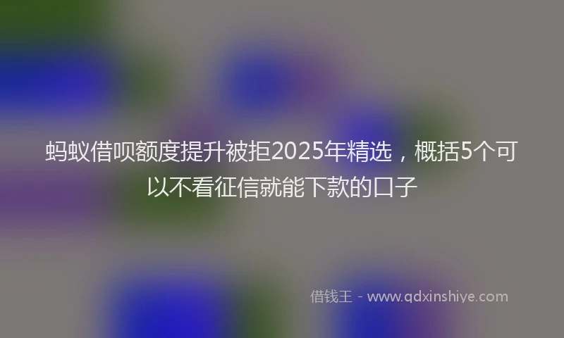 蚂蚁借呗额度提升被拒2025年精选，概括5个可以不看征信就能下款的口子
