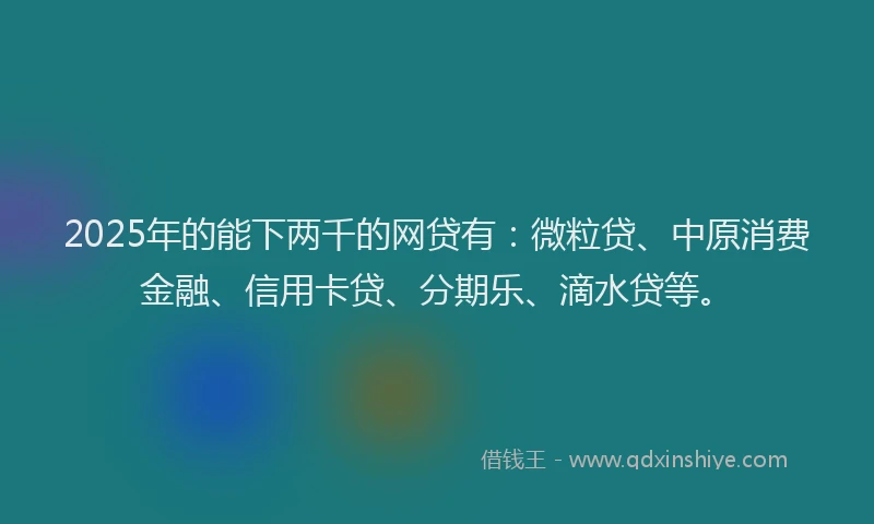 2025年的能下两千的网贷有：微粒贷、中原消费金融、信用卡贷、分期乐、滴水贷等。