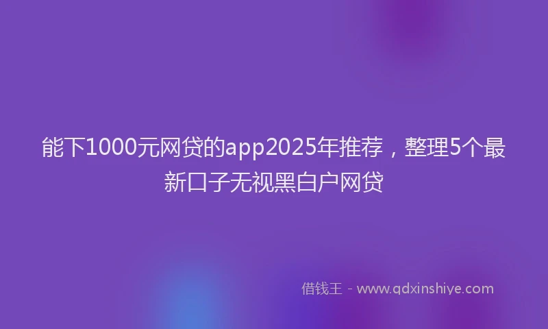 能下1000元网贷的app2025年推荐，整理5个最新口子无视黑白户网贷