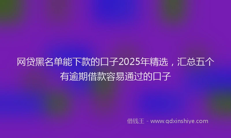 网贷黑名单能下款的口子2025年精选，汇总五个有逾期借款容易通过的口子