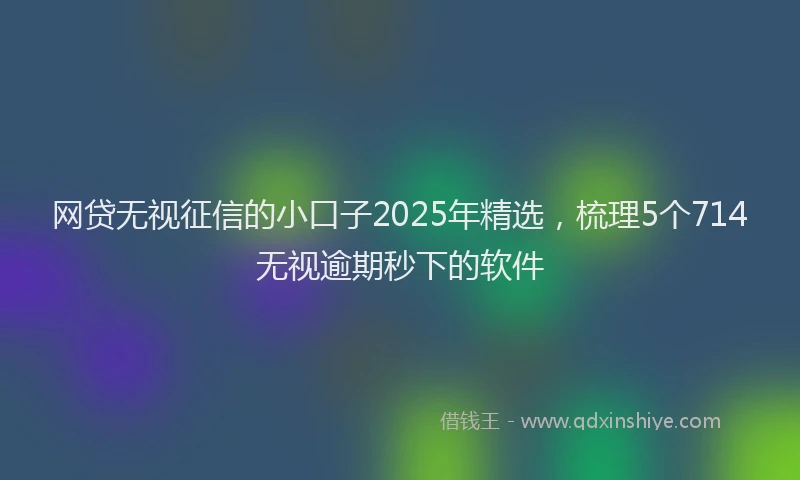 网贷无视征信的小口子2025年精选，梳理5个714无视逾期秒下的软件