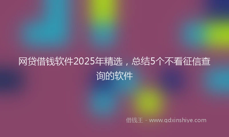 网贷借钱软件2025年精选，总结5个不看征信查询的软件