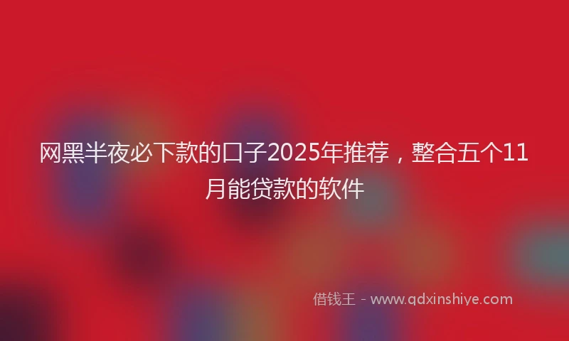 网黑半夜必下款的口子2025年推荐，整合五个11月能贷款的软件