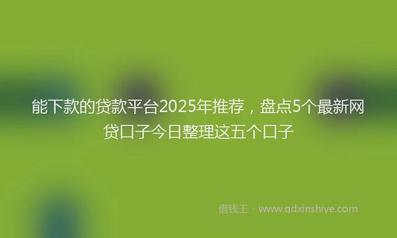 能下款的贷款平台2025年推荐，盘点5个最新网贷口子今日整理这五个口子