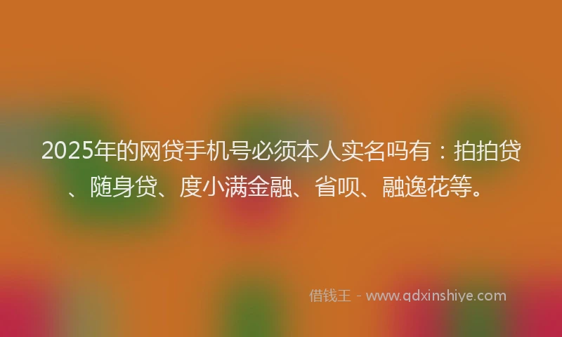 2025年的网贷手机号必须本人实名吗有：拍拍贷、随身贷、度小满金融、省呗、融逸花等。