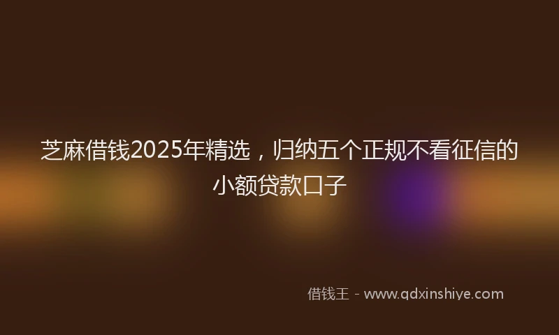 芝麻借钱2025年精选，归纳五个正规不看征信的小额贷款口子