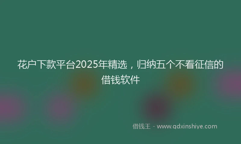 花户下款平台2025年精选，归纳五个不看征信的借钱软件