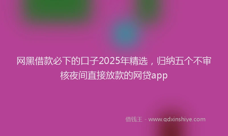 网黑借款必下的口子2025年精选，归纳五个不审核夜间直接放款的网贷app