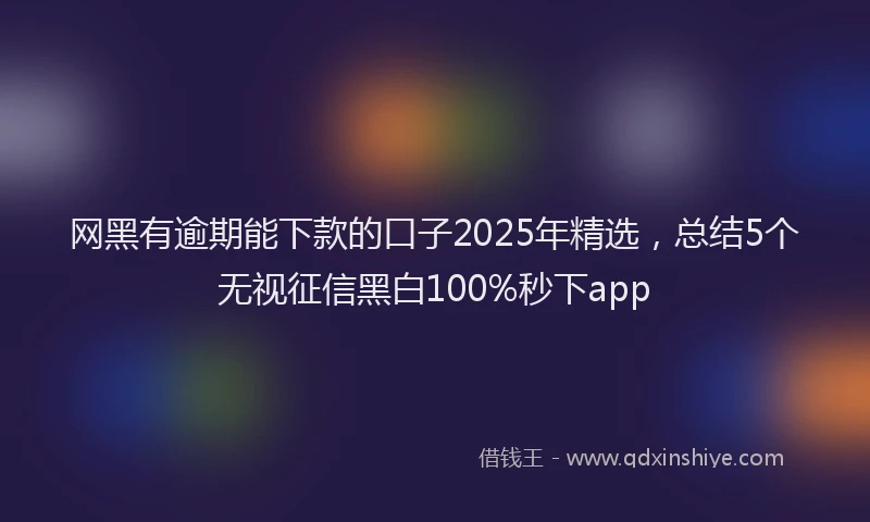 网黑有逾期能下款的口子2025年精选，总结5个无视征信黑白100%秒下app