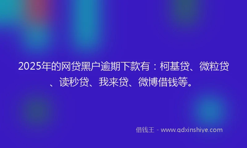 2025年的网贷黑户逾期下款有：柯基贷、微粒贷、读秒贷、我来贷、微博借钱等。