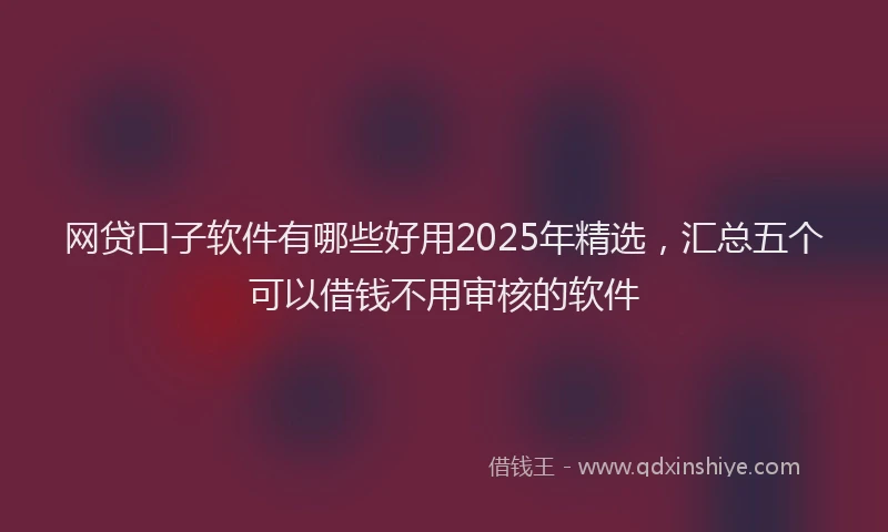 网贷口子软件有哪些好用2025年精选，汇总五个可以借钱不用审核的软件