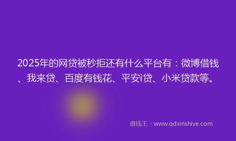 2025年的网贷被秒拒还有什么平台有：微博借钱、我来贷、百度有钱花、平安i贷、小米贷款等。