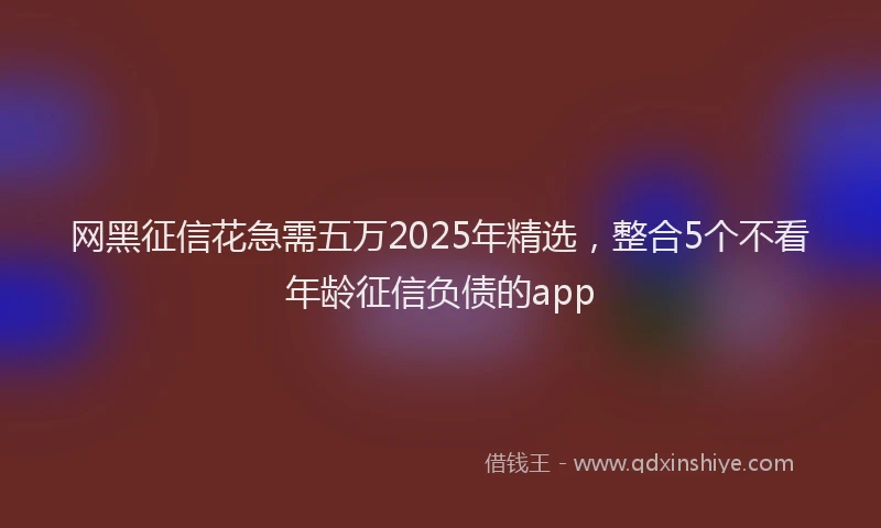 网黑征信花急需五万2025年精选，整合5个不看年龄征信负债的app