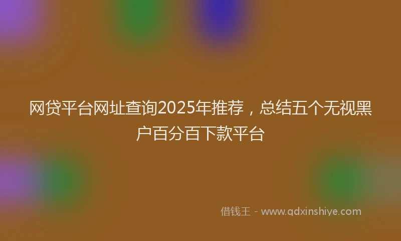 网贷平台网址查询2025年推荐，总结五个无视黑户百分百下款平台