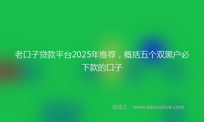 老口子贷款平台2025年推荐，概括五个双黑户必下款的口子