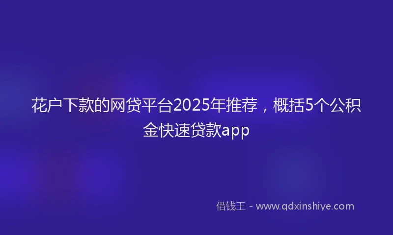 花户下款的网贷平台2025年推荐，概括5个公积金快速贷款app