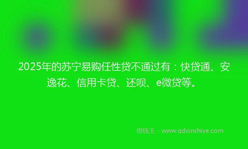 2025年的苏宁易购任性贷不通过有：快贷通、安逸花、信用卡贷、还呗、e微贷等。