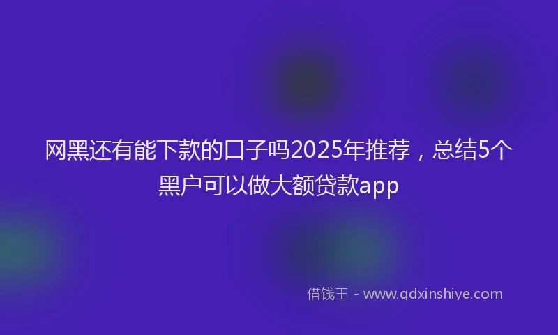 网黑还有能下款的口子吗2025年推荐，总结5个黑户可以做大额贷款app