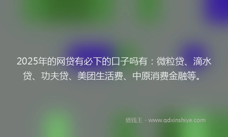 2025年的网贷有必下的口子吗有：微粒贷、滴水贷、功夫贷、美团生活费、中原消费金融等。